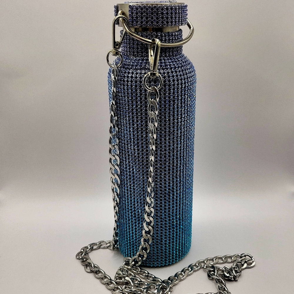Water Bottle Crystal Stainless Steel with Detachable Chain